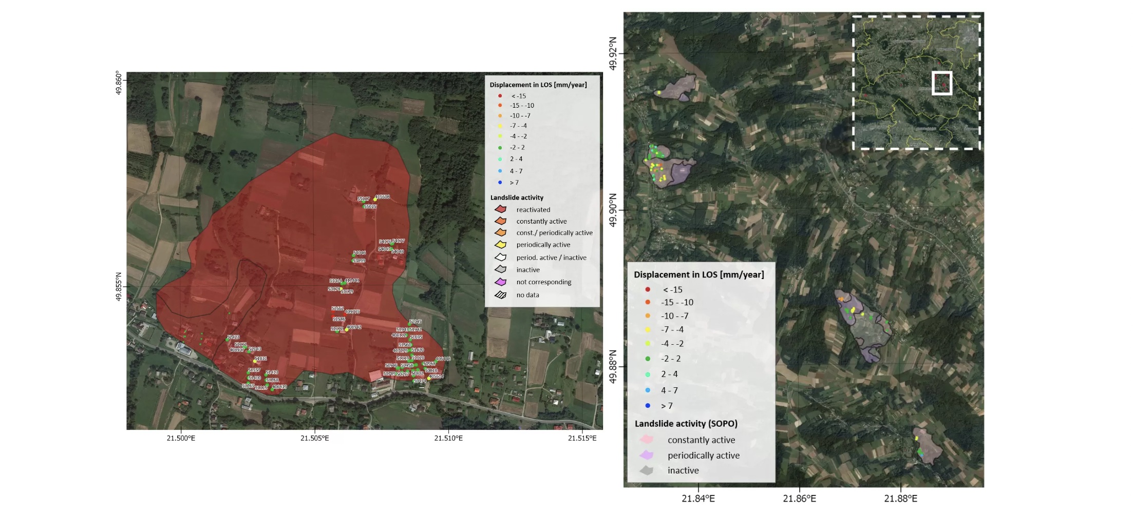 Satim landslide monitoring maps